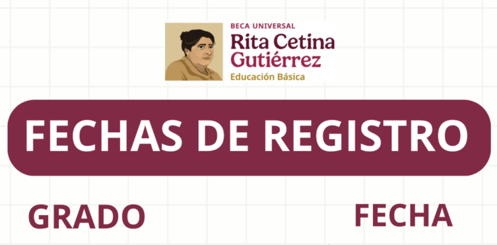 Calendario de registro de la Beca Rita Cetina para kínder primaria y secundaria