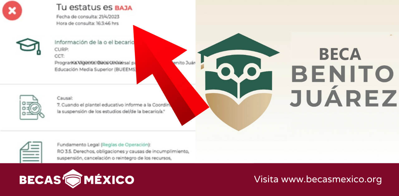 Porque me dieron de baja en las Becas Benito Juárez