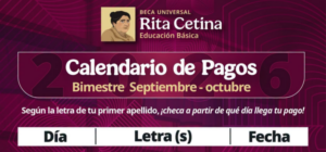 calendario pagos Beca Rita Cetina octubre 2026