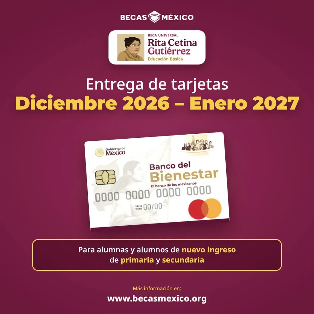 Entrega de tarjetas Beca Rita Cetina para nuevo ingreso de primaria y secundaria en diciembre y enero