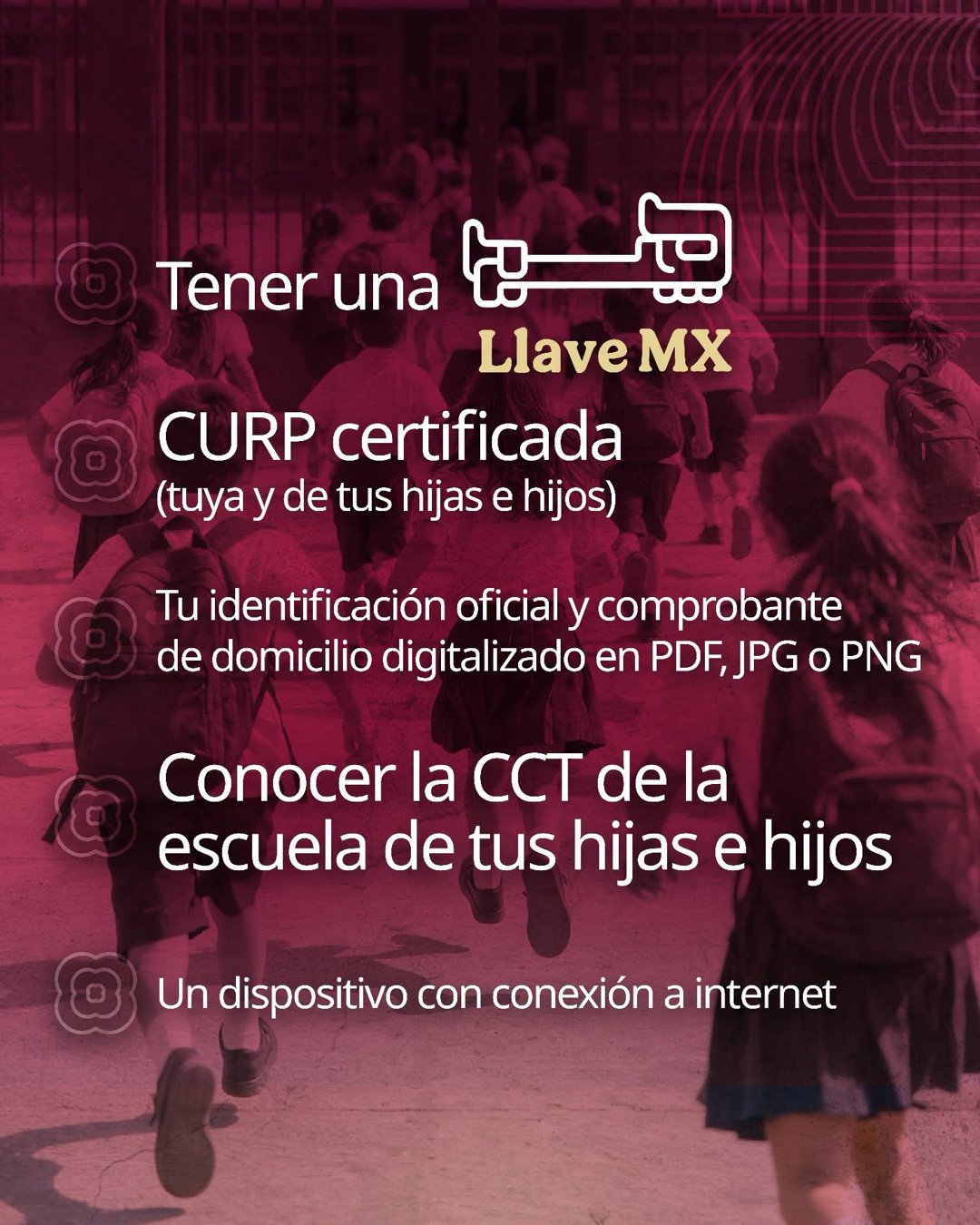 Infografía oficial con lo que necesitas para registrar a tus hijas e hijos de primaria y secundaria en la Beca Rita Cetina